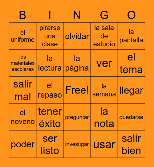 La Educación Parte 2 Bingo Card