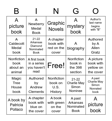 5th Grade Library BINGO Card