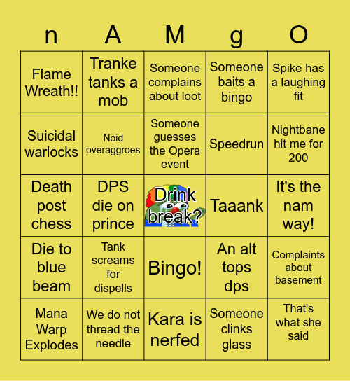 Kara nAMGO Bingo Card