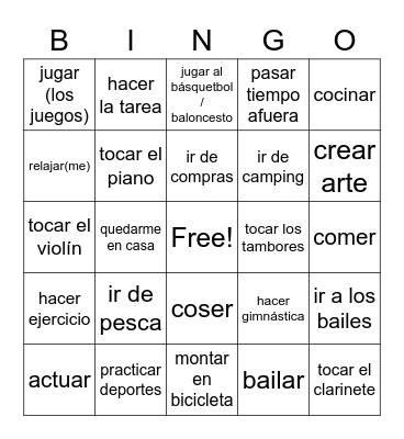 Pasatiempos Bingo Card