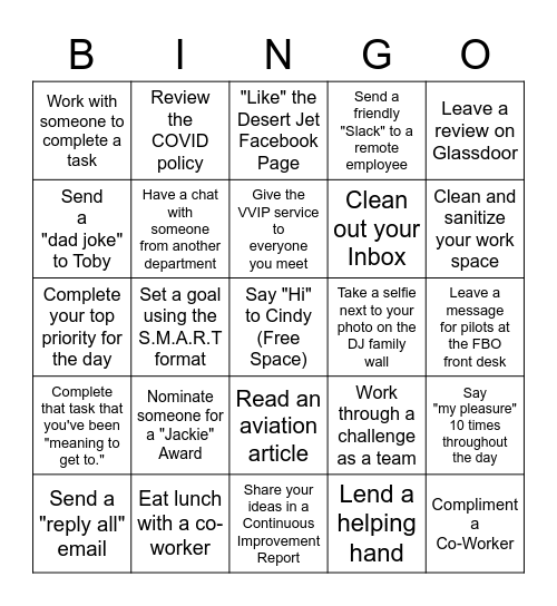 Desert Jet Bingo Card