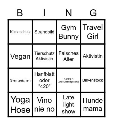 Tinder Bingo Card