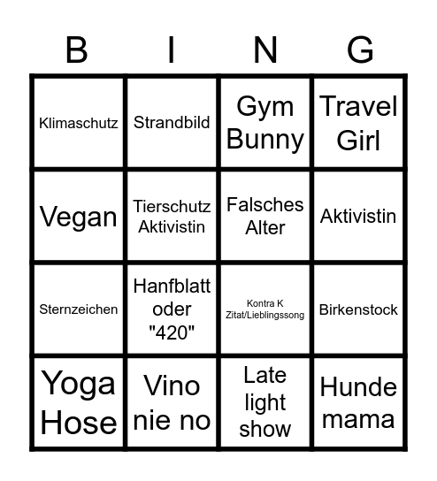 Tinder Bingo Card