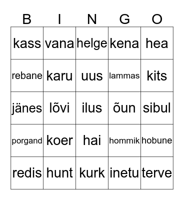 Lugemine Bingo Card