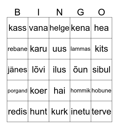 Lugemine Bingo Card