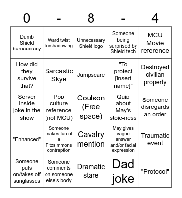 Agents of Shield 8 year anniversary Bingo Card