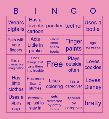 Little Space Bingo Card