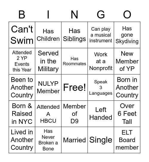 NYULYP Bingo Card