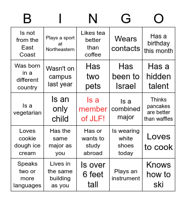 Find someone who... Bingo Card