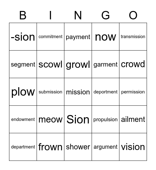 mixed Bingo Card