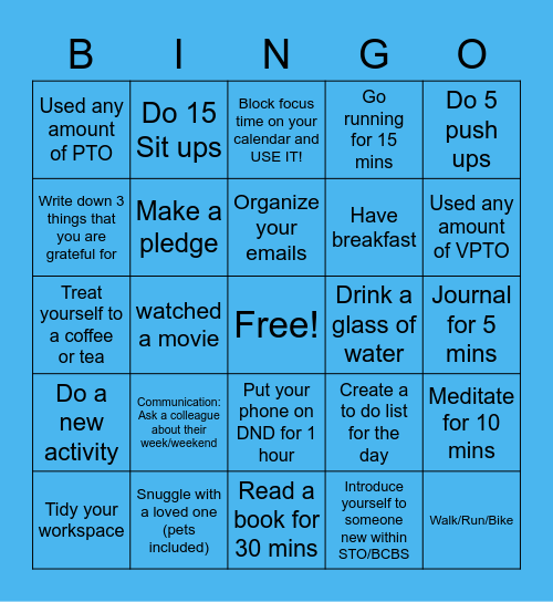 Community Giving Campaign Bingo Card