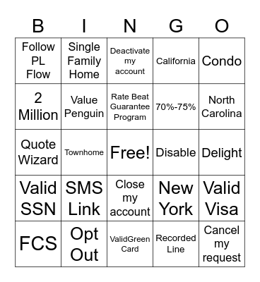 QA Quiz Bingo Card