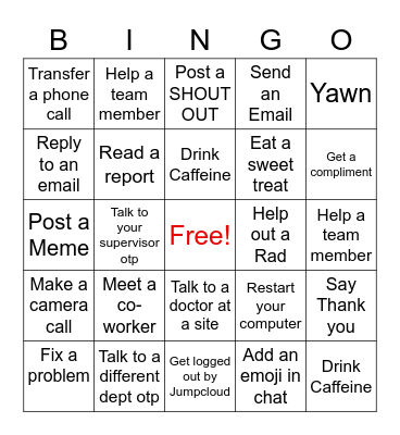 Real Radiology Bingo Card