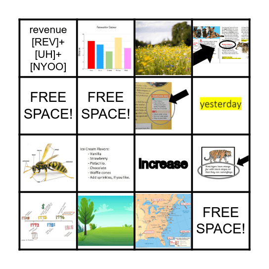 Text Features BINGO Card