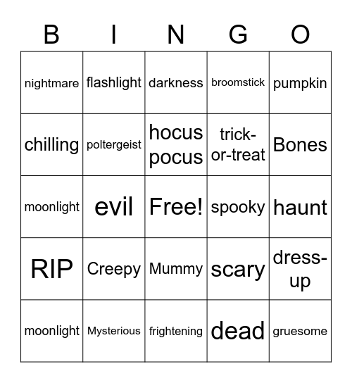 Halloween Bingo Card