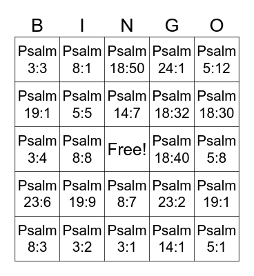 Bible Quizzing Bingo Card