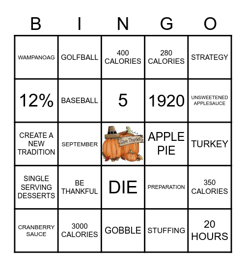 HEALTHY & HAPPY THANKSGIVING Bingo Card