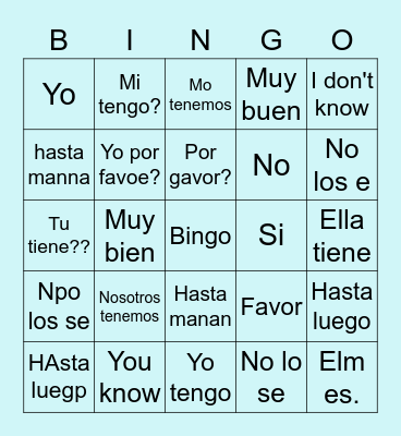 spanish 7 Bingo Card