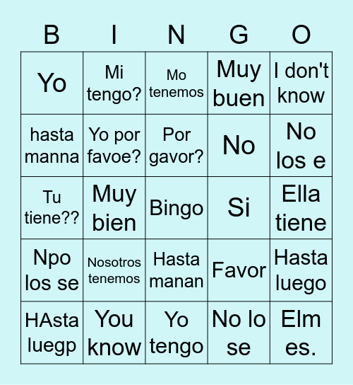 spanish 7 Bingo Card