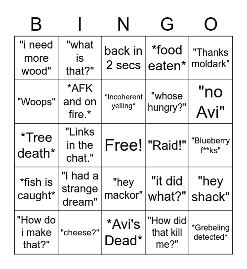 Wasted Valheim Bingo Card