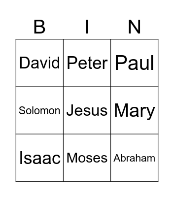 Bible Bingo Card