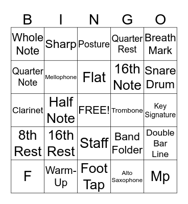 Band Bingo Card