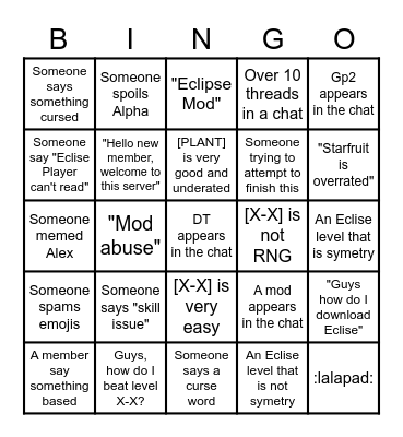 gp2 grotto bingo thingy Bingo Card