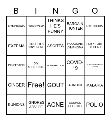 PERRY'S MEDCIAL BINGO Card
