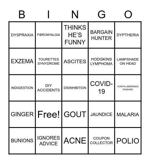 PERRY'S MEDCIAL BINGO Card