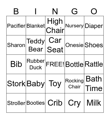 Baby Shower Bingo! Bingo Card