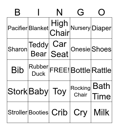 Baby Shower Bingo! Bingo Card