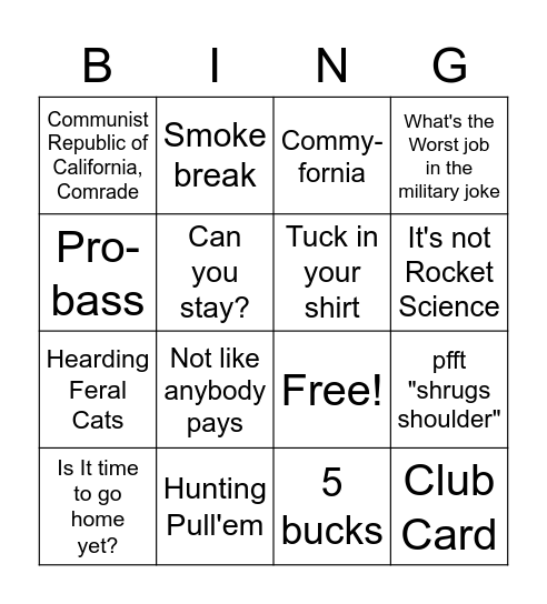 Hunting Bingo Card