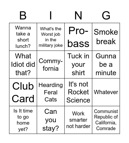 Hunting Bingo Card