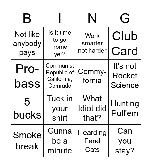 Hunting Bingo Card