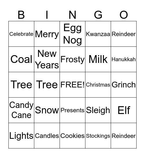 Holiday Bingo Card