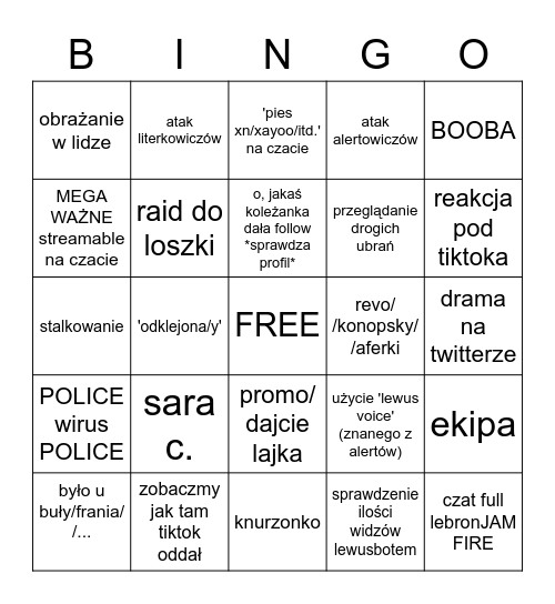 Lewus Bingo #1 Bingo Card