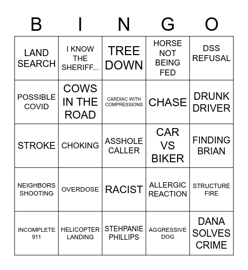 DISPATCH BINGO Card