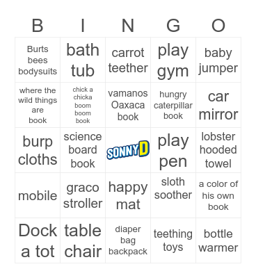 Sonny  Stuff Bingo Card