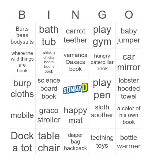 Sonny  Stuff Bingo Card