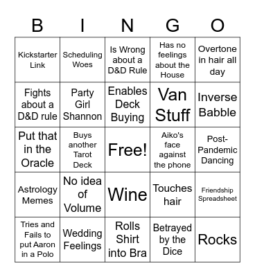 Shannon Desmond Bingo Card