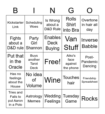 Shannon Desmond Bingo Card