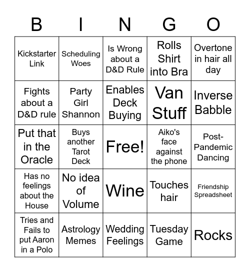 Shannon Desmond Bingo Card