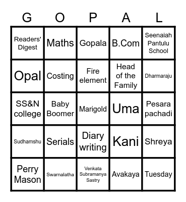 #KGK75 Bingo Card