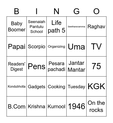 #KGK75 Bingo Card