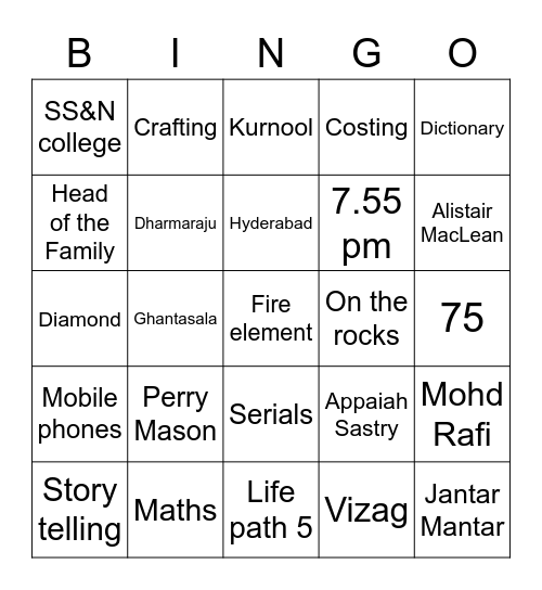 #KGK75 Bingo Card