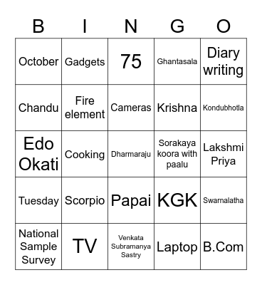 #KGK75 Bingo Card