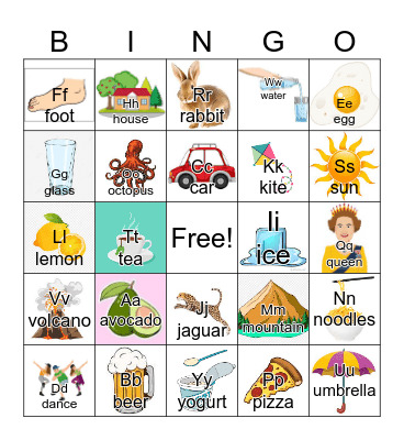 Alphabet Bingo Card