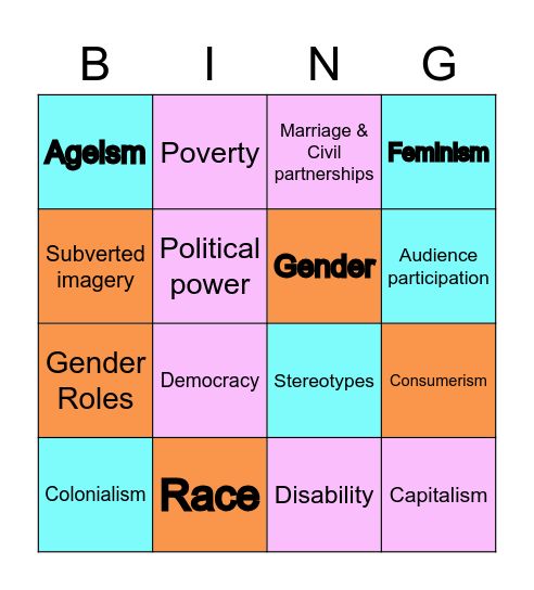 Empowerment Art Bingo Card