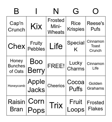 Cone Bingo Card