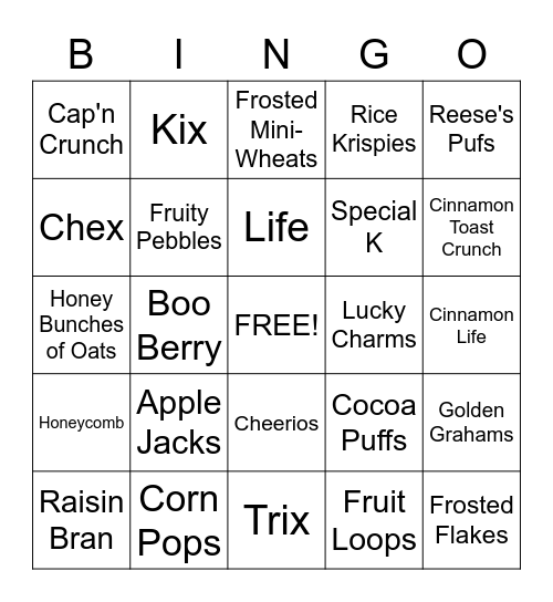 Cone Bingo Card